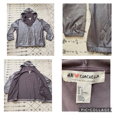 H&M Coachella New Shimmer Greyish Purple Hoodie, full zip LS Women's - L