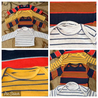 Carters Set of 4 long sleeve striped onesies 3 Months
