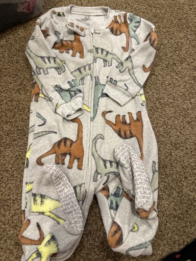 Carter zip up fleece footed pajama Dinosaurs 2T
