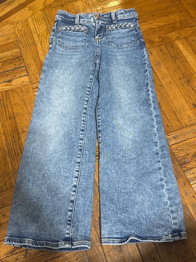 Gymboree braided pocket wide leg jeans Sz 8 7-8
