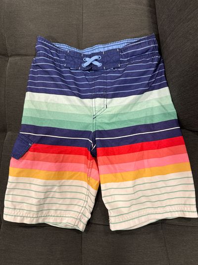 Cat and Jack target Multi colored striped boys swim trunks with drawstring 10-12