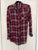 Sim and Sam Maroon blue plaid shirt Junior M - 7