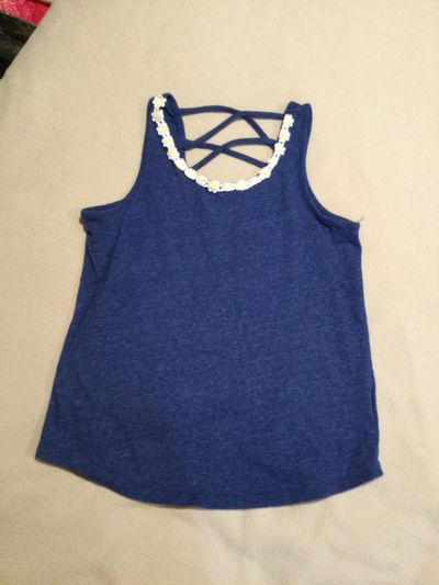 Childrens place Blue heather tank with daisy trim 10-12