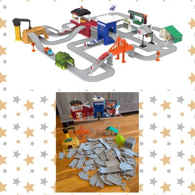 Driven Pocket build a city playset with vehicles, buildings, and tracks