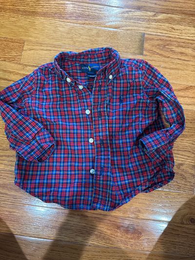 Polo Ralph Lauren Plaid button down 12 Months