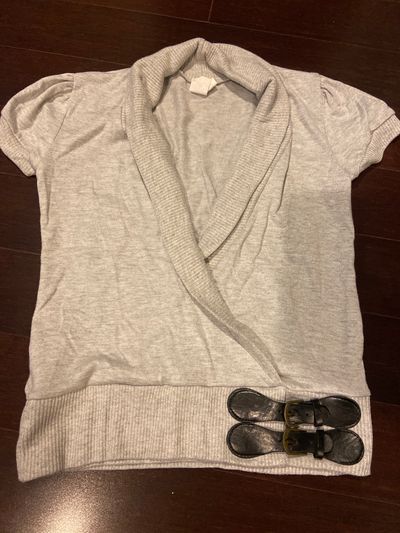 Discreet Grey short sleeve shirt with buckle Women's - S