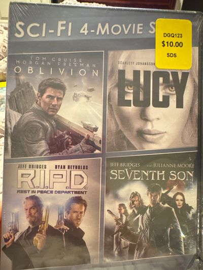 Brand new 4 sci fi movie set- Lucy, oblivion Seventh son, r.i.p.d