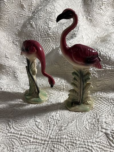 Vintage Ceramic flamingo statues
