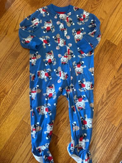 Little me Long onesie baseball pjs 18 Months
