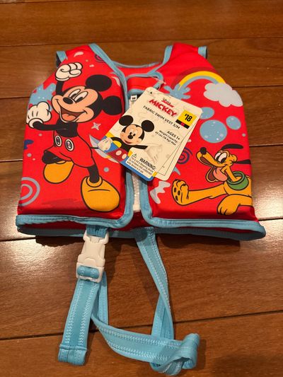 Brand new Disney Junior Mickey Mouse fabric Swim vest size small medium retail, $18