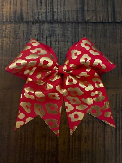 Boutique NEW 3 inch Cheer Bow red, gold cheetah