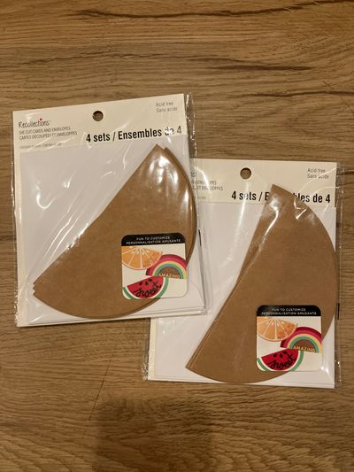 Recollections from Michaels 2 Brand New packages of half moon die cut cards and envelopes