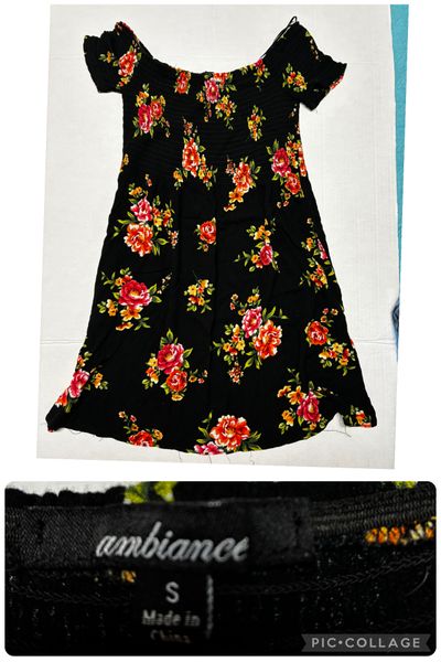 Ambiance black dress w stretchy top and sleeve on or off the shoulder fit and flare style light Junior S - 2