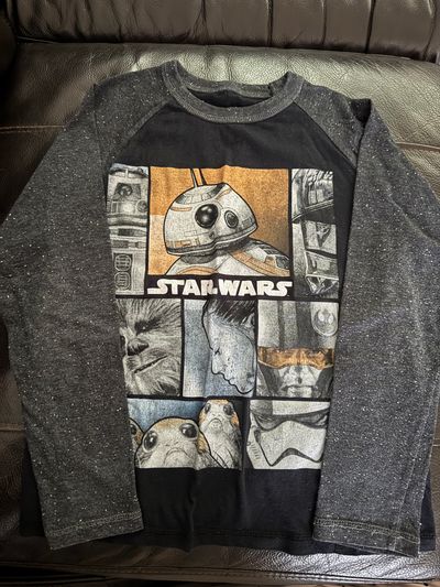 STAR WARS Black & Grey Star Wars LS Shirt 7-8