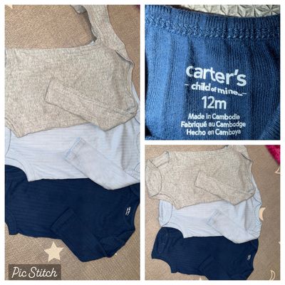 Carters Set of 3 long sleeve onesies 12 Months