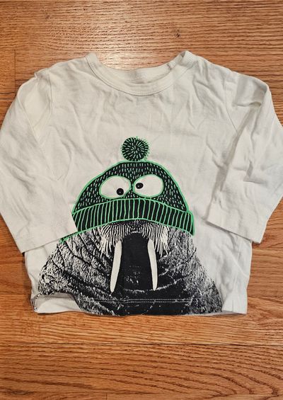 OshKosh Originals Like new boys 9-12M shirt feature a Walrus wears cute hat graphic 9-12 Months