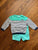 Mayoral set Teal shorts with blue white stripe sweater w embroidered bike 18 Months