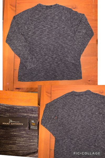 Marc Anthony Slim fit, Navy blue long-sleeve with 3-button placket Men's - XL