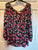 Liz Lange Black/pink/white floral sheer flowy cold shoulder top Women's - XL