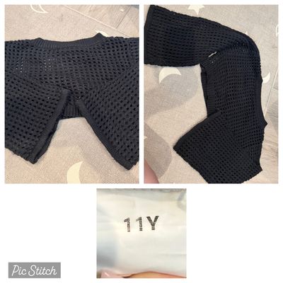 11Y black Puff sleeve super crop top 10-12