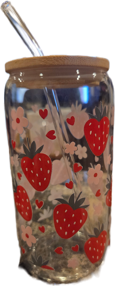 Brand New strawberry glass cup