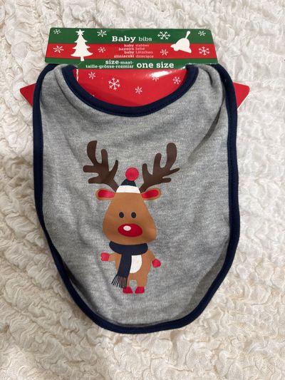 Baby bibs NEW One size reindeer baby bib 0-12 Months