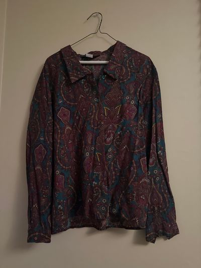 Herman Geist 10 Maroon Teal Button Down Top Women's - M