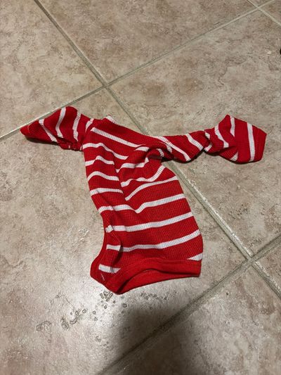 Xs red and white striped dog outfit