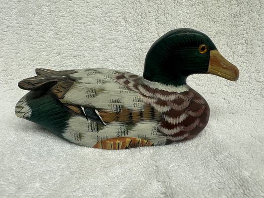 vintage beautiful hand-carved and painted mallard vintage beautiful hand-carved and painted mallard drake duck 6in.