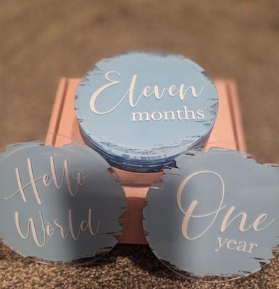 Milestone acrylic signs Hello world, one month- one year