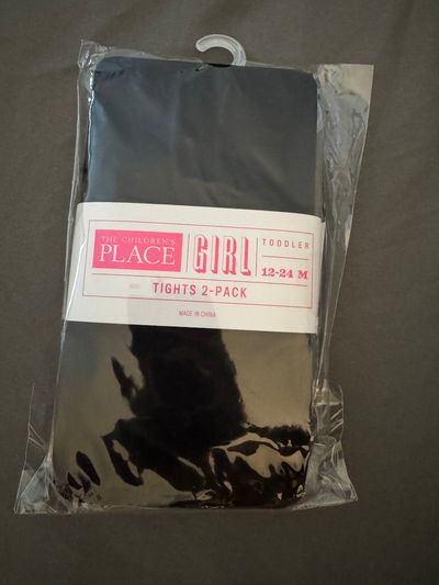 Childrens Place NEW- 2pk Black Nylon Tights 12-24 Months