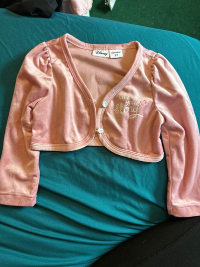 PatPat Disney Pink velvet cropped cardigan 3T