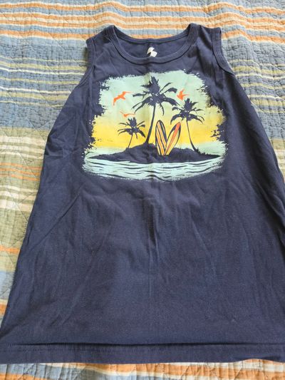 Childrens Place Navy Blue Surf Board Tank 10-12
