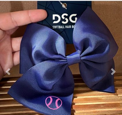 New DSG Softball Hairbow on Elastic Band