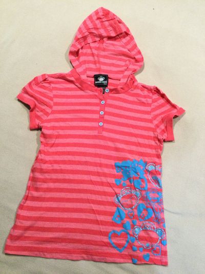Bobby jack girls Pink striped shirt 10-12
