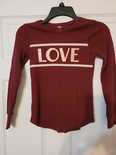 Old navy- long sleeve maroon thermal shirt Love 10-12