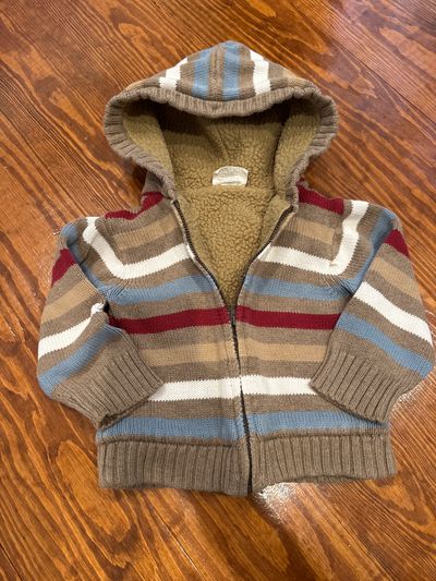 Crazy 8 Fleece zip up striped 12-18 Months