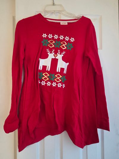 Cat and Jack Long sleeved Shirt Reindeer  14-16
