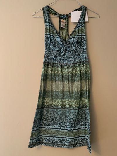 Mudd Cotton Green Blue Floral Racerback Dress Small Women's 6
