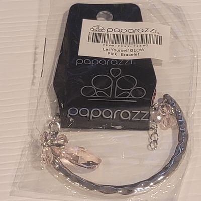 Paparazzi Silver Pink Sparkle Adjustable Braclet