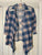 Self-esteem Blue and pink 3/4 sleeve plaid shirt Women's - L