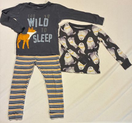 Just One You by Carters Two long sleeve shirts and one pant set, Too wild to sleep 3T