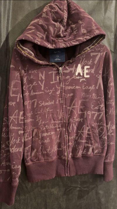 AMERICAN EAGLE - VINTAGE EAGLE FLEECE ZIP UP HOODIE BURGANDY Women's - XL