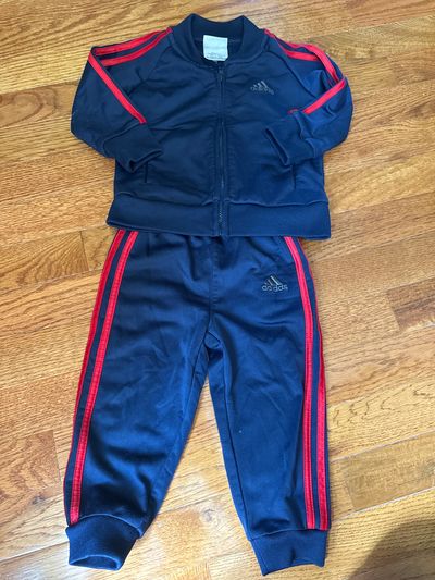 Adidas Navy red stripe 2 piece track suit 12 Months