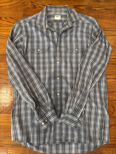 Lacoste Size 40 logo gray light blue long sleeve button down Men's - M