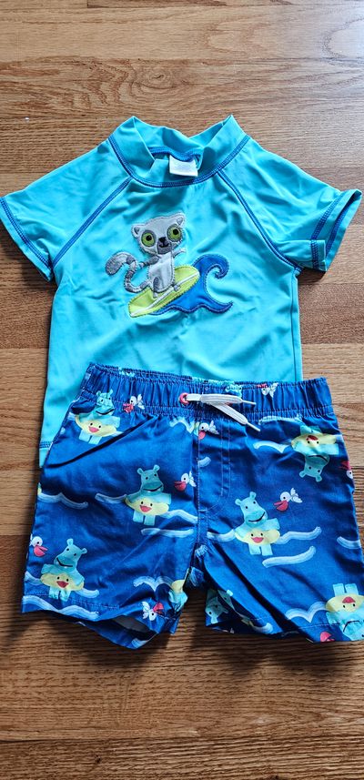 Gymboree Toddler boys rush guard and trunks bundle in excellent condition 6-12 Months