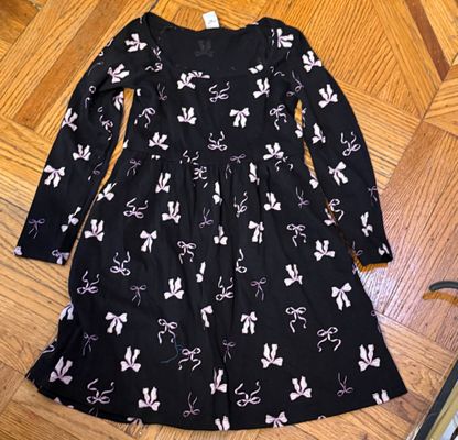 Old navy bow dress sz 6/7 black pink  6T/6