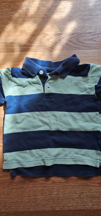 Old Navy Like New Polo shirt with lime green + Navy blue stripse 18-24 Months