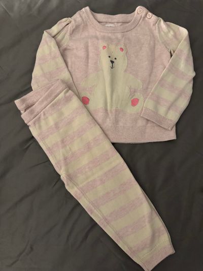 Baby Gap Pink LS 2pc Set with Bear 12-18 Months