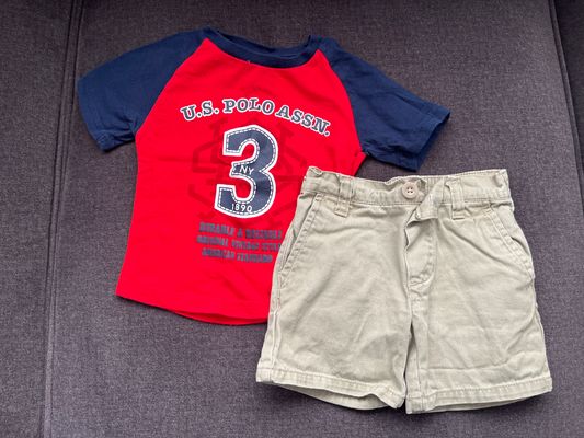 US Polo tan shorts and tee set  2T